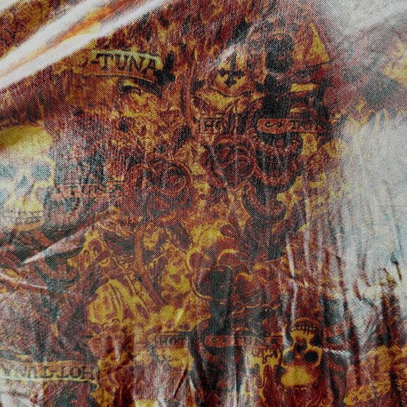 Club YMLA Mens XL "Hot Tuna" Shiny Short Sleeve Button-Up Shirt - Picture 4 of 11